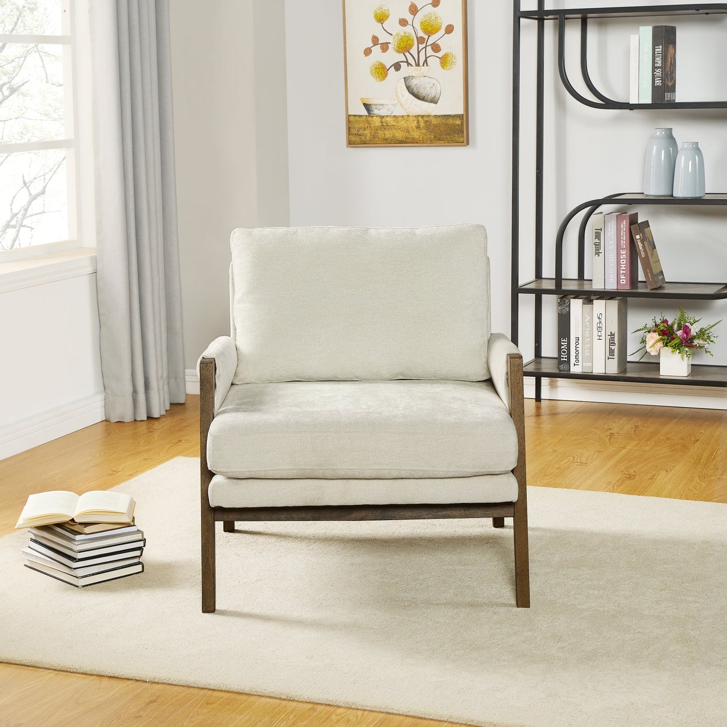 Roundhill Furniture Kelly Mid-Century Modern Velvet Accent Armchair