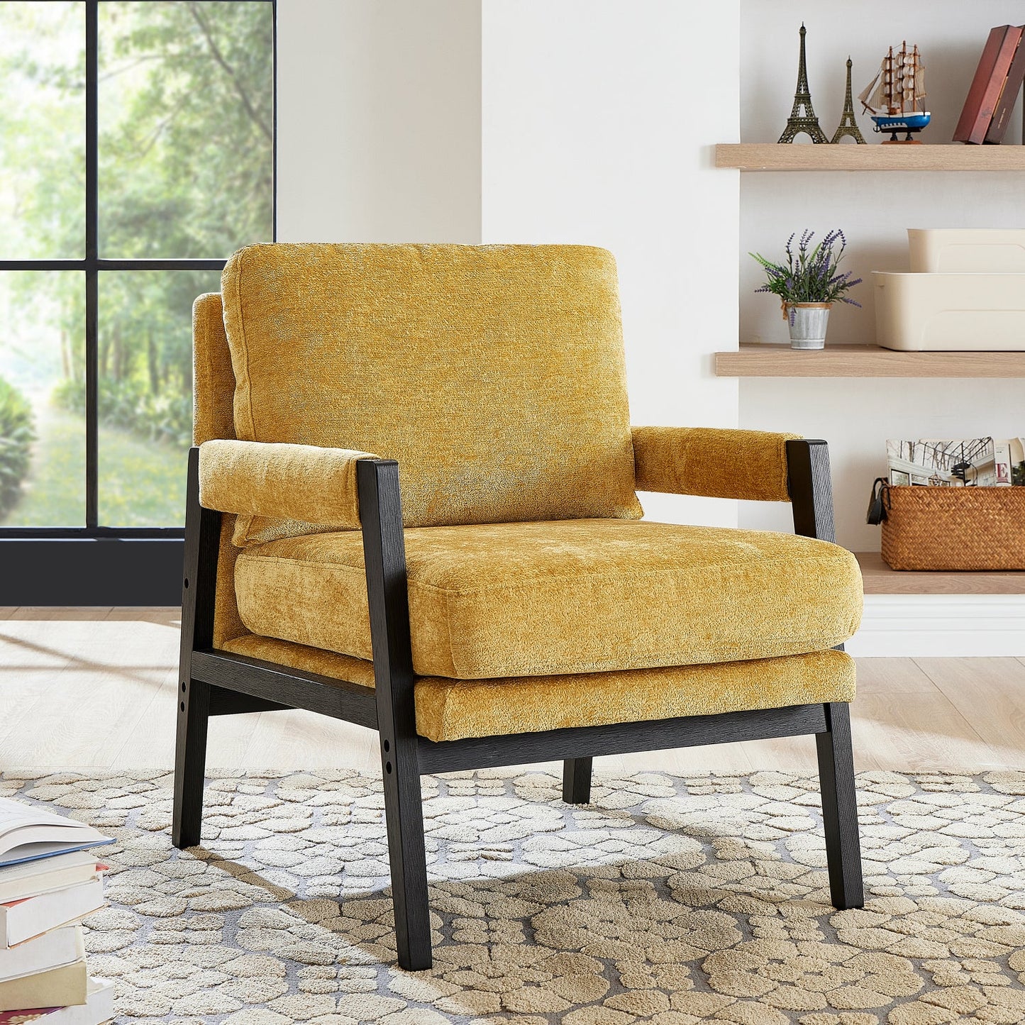 Roundhill Furniture Kelly Mid-Century Modern Chenille Upholstered Accent Armchair