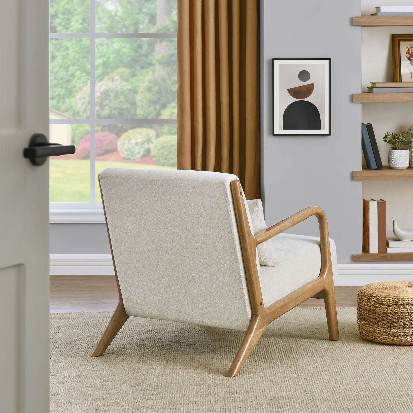 Roundhill Furniture Eterna Mid-Century Modern Style Accent Chair with Removable Lumbar Pillow