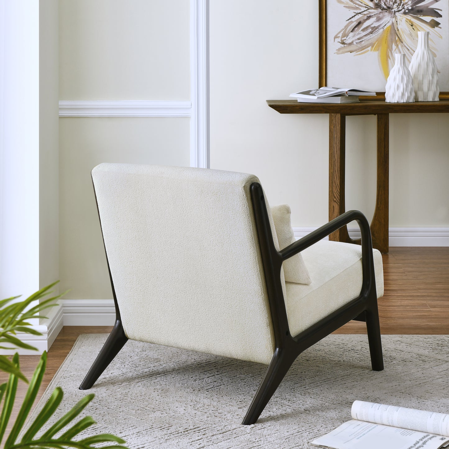 Roundhill Furniture Eterna Mid-Century Modern Style Accent Chair with Removable Lumbar Pillow