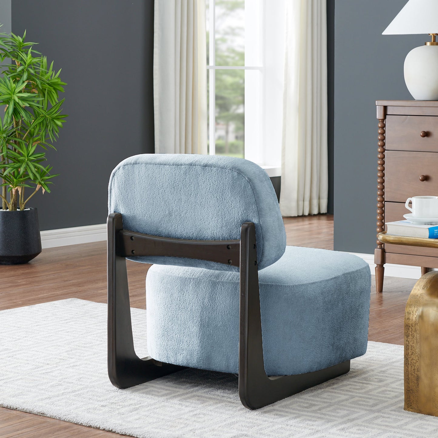 Roundhill Furniture Solara Modern Accent Chair with Solid Wood Frame