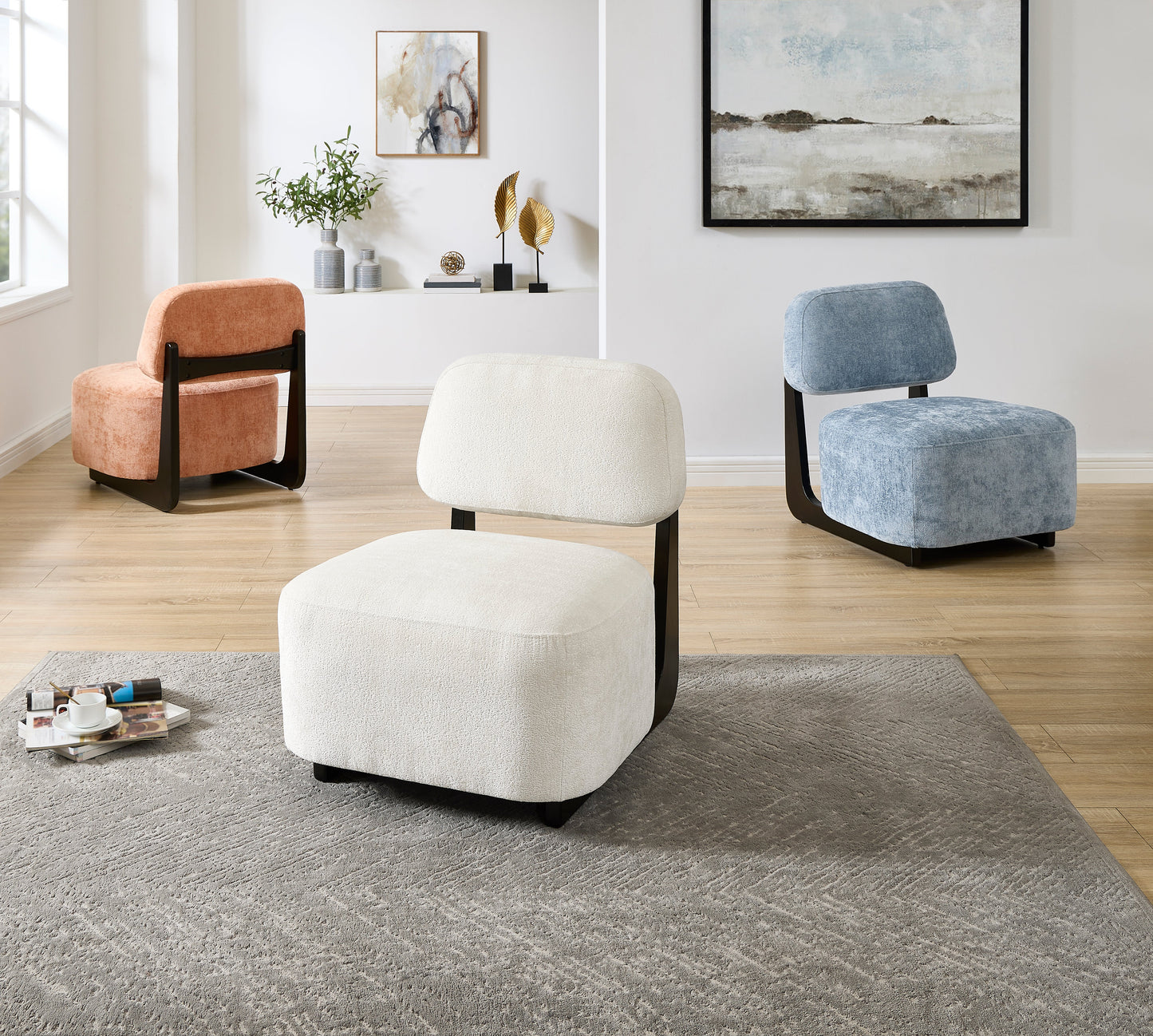 Roundhill Furniture Solara Modern Accent Chair with Solid Wood Frame