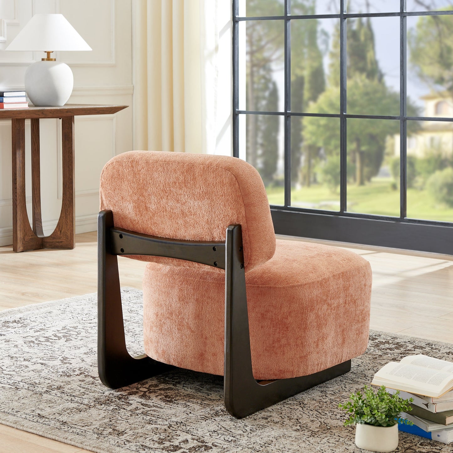 Roundhill Furniture Solara Modern Accent Chair with Solid Wood Frame