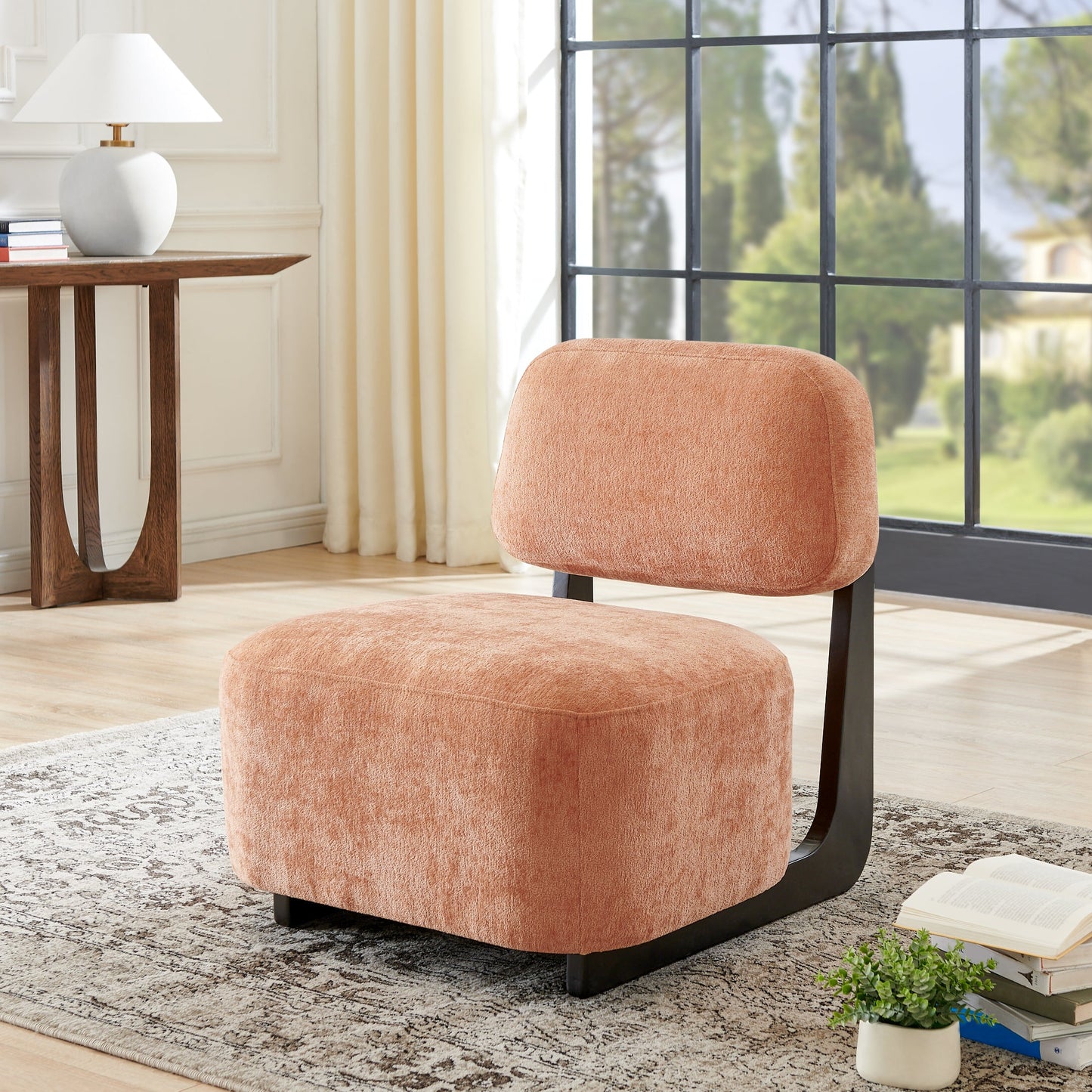 Roundhill Furniture Solara Modern Accent Chair with Solid Wood Frame