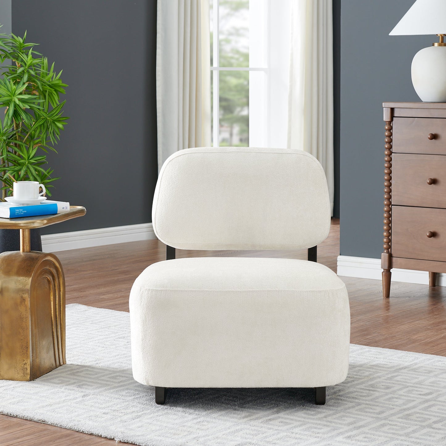 Roundhill Furniture Solara Modern Accent Chair with Solid Wood Frame