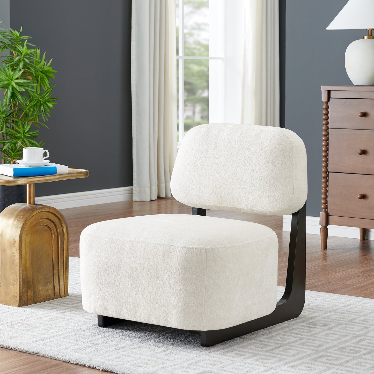 Roundhill Furniture Solara Modern Accent Chair with Solid Wood Frame