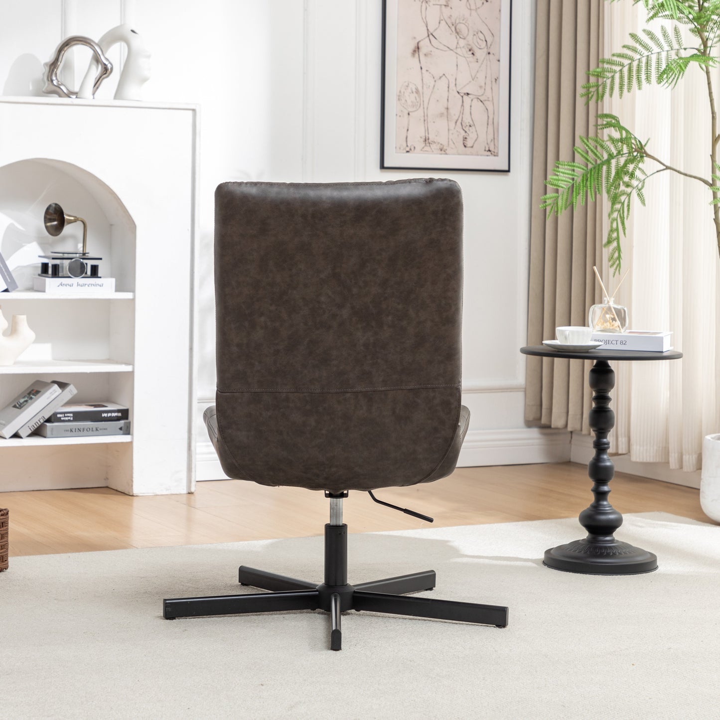 Roundhill Furniture Arlena Faux Leather Tufted Swivel Accent Chair