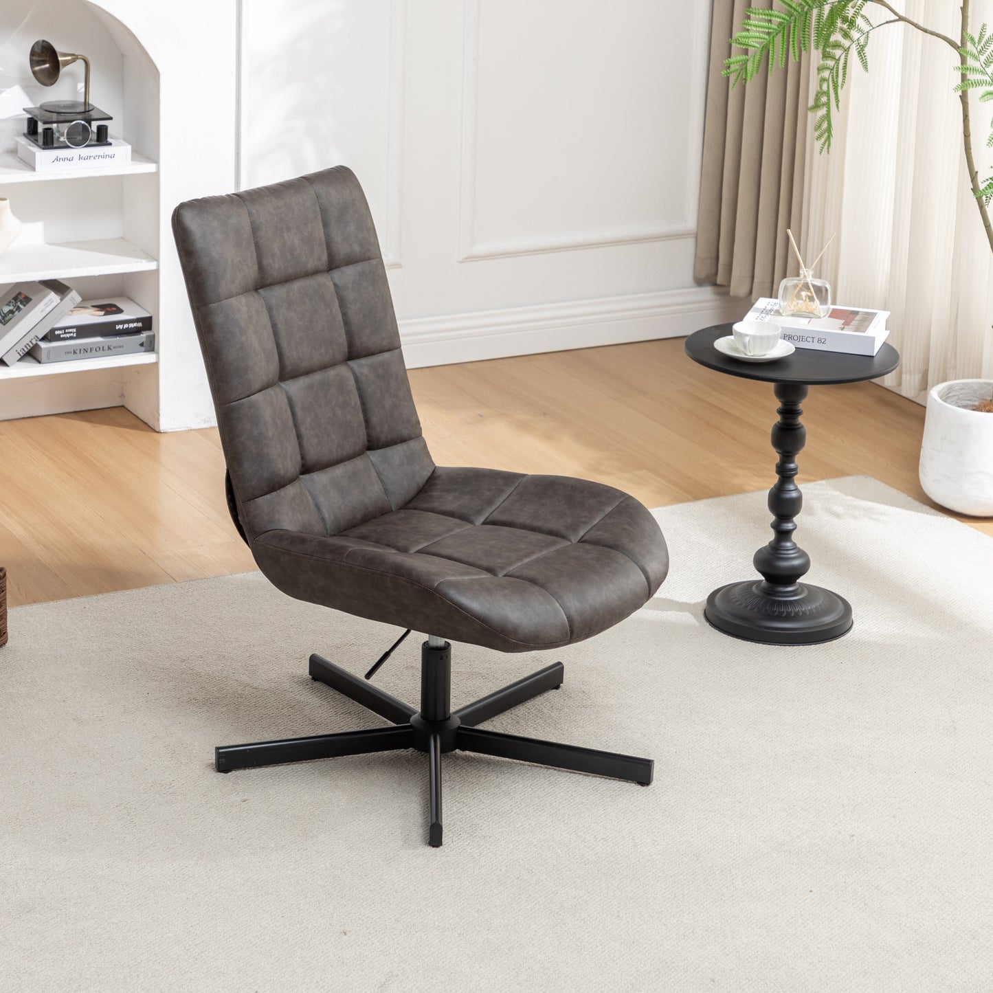 Roundhill Furniture Arlena Faux Leather Tufted Swivel Accent Chair