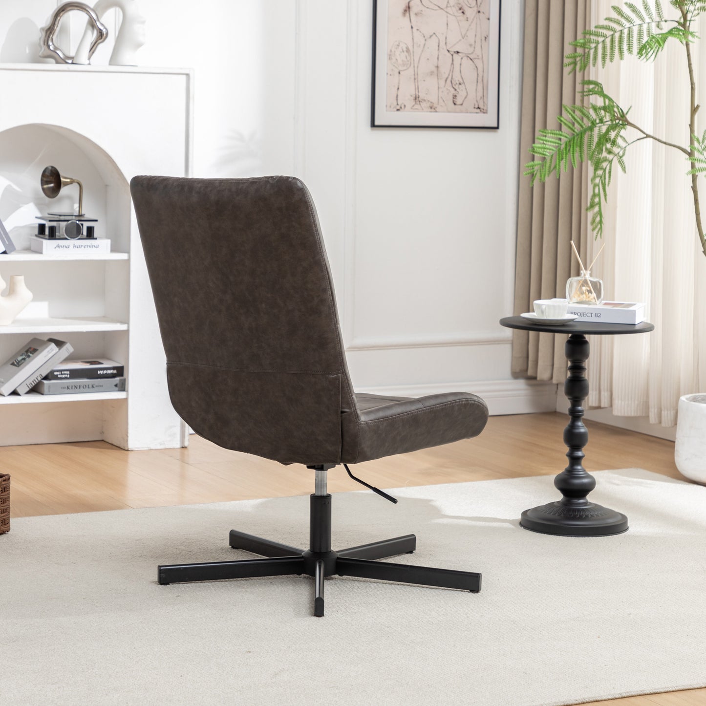 Roundhill Furniture Arlena Faux Leather Tufted Swivel Accent Chair