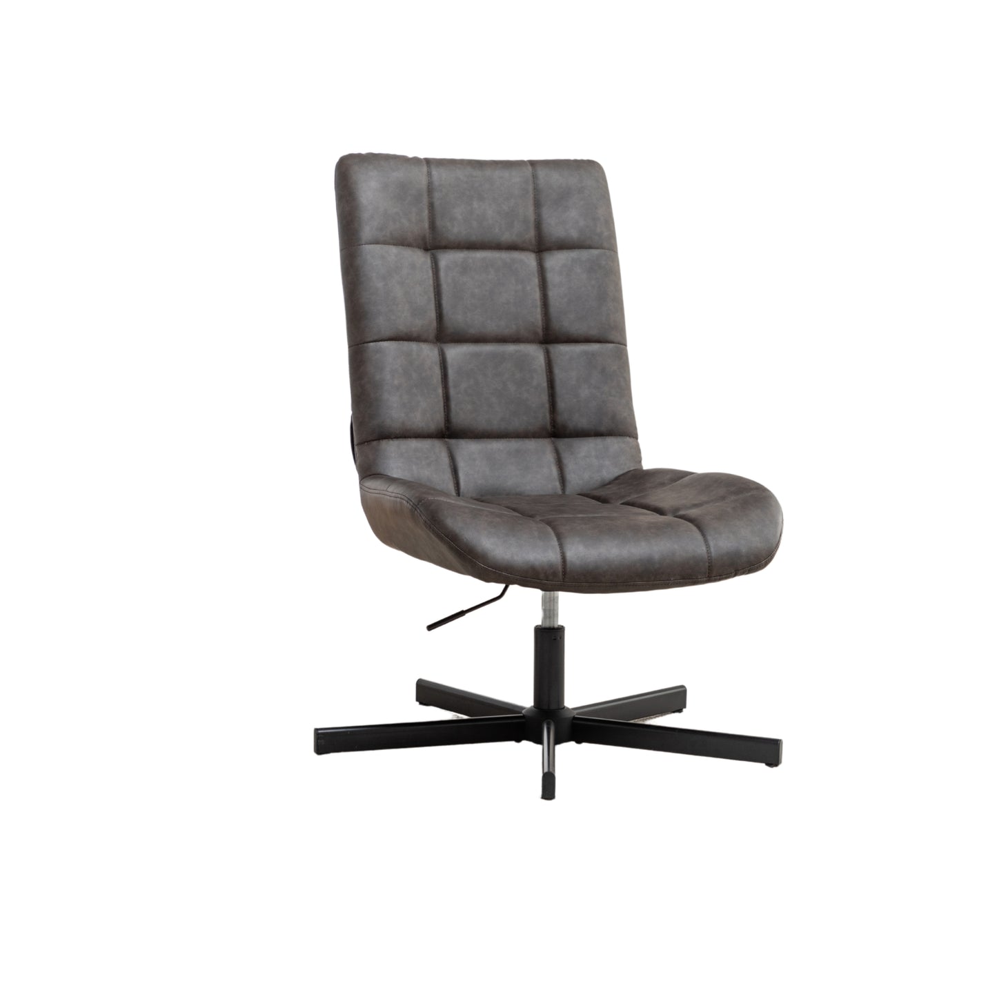 Roundhill Furniture Arlena Faux Leather Tufted Swivel Accent Chair, Brown