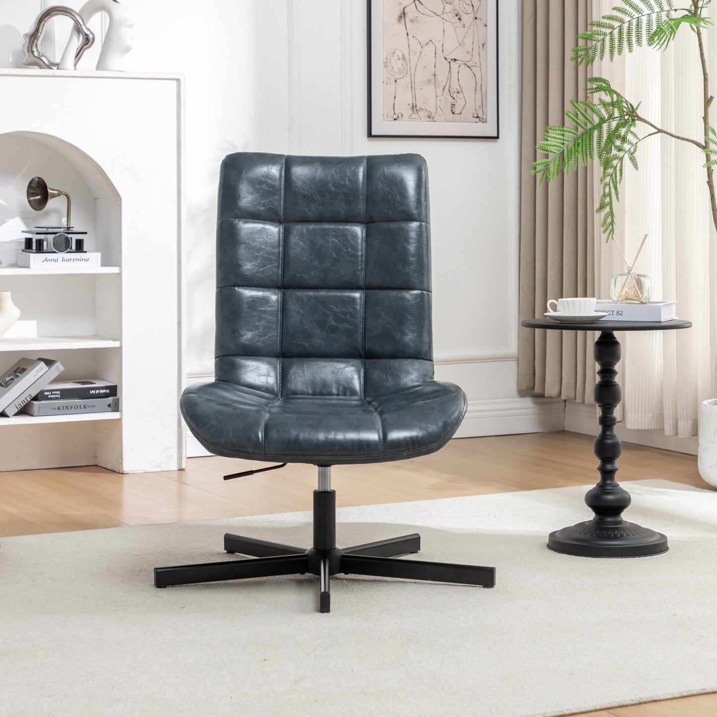 Roundhill Furniture Arlena Faux Leather Tufted Swivel Accent Chair
