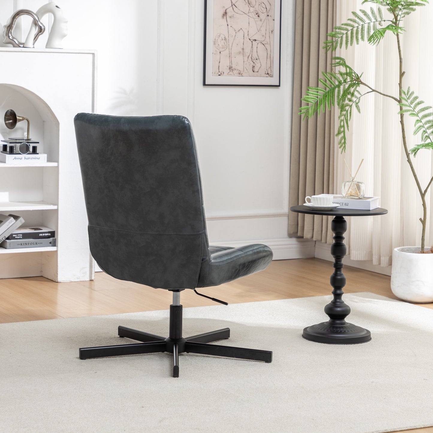 Roundhill Furniture Arlena Faux Leather Tufted Swivel Accent Chair