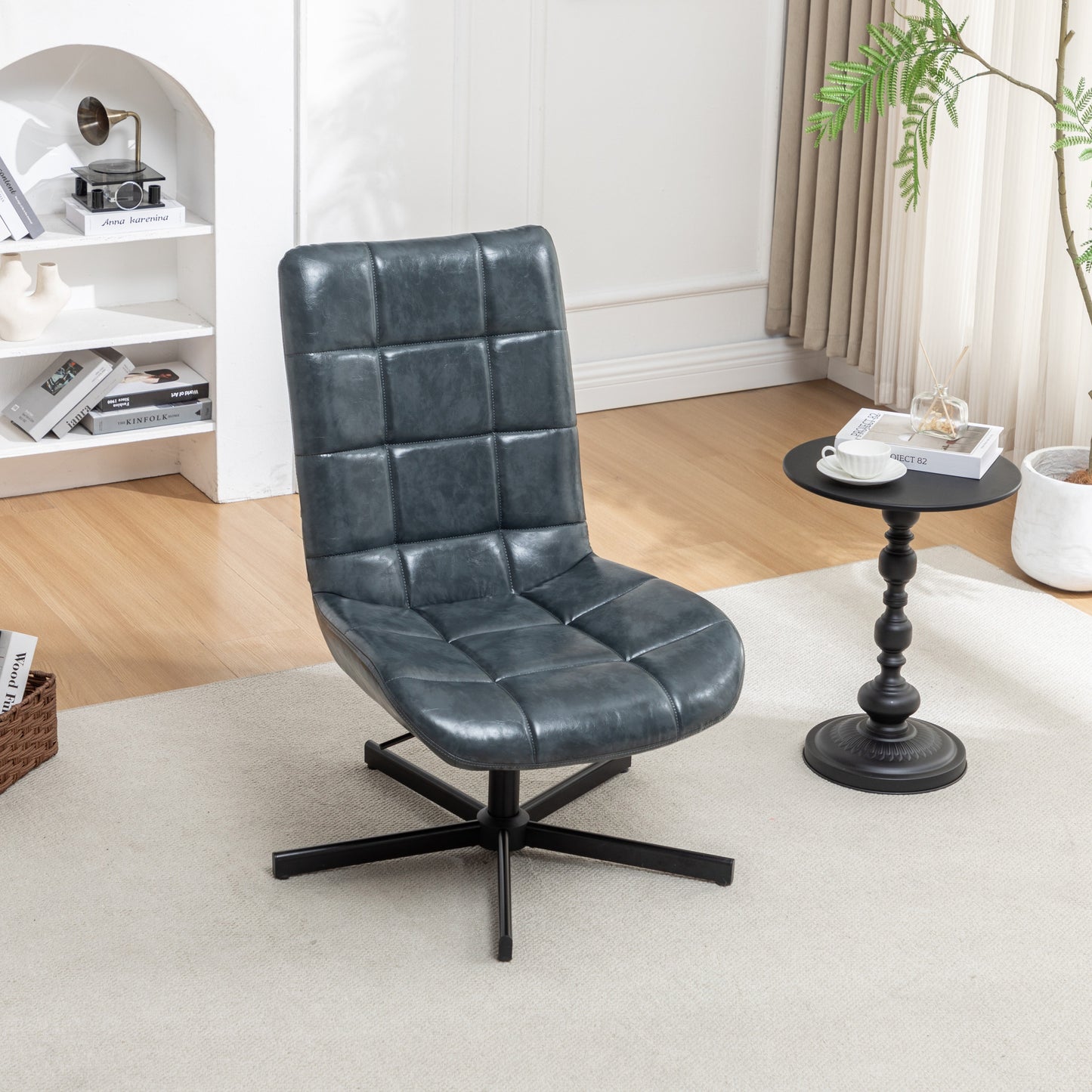 Roundhill Furniture Arlena Faux Leather Tufted Swivel Accent Chair