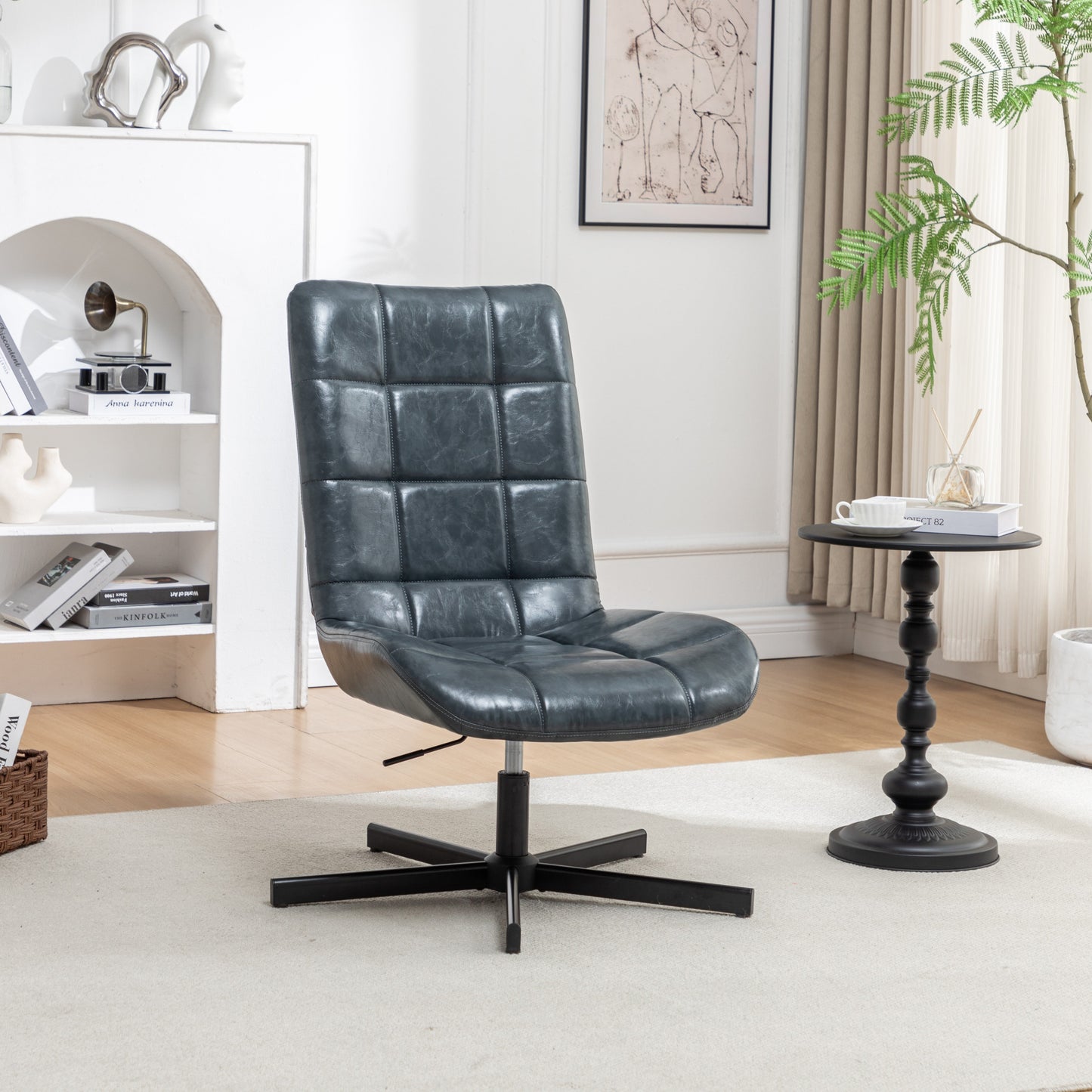 Roundhill Furniture Arlena Faux Leather Tufted Swivel Accent Chair