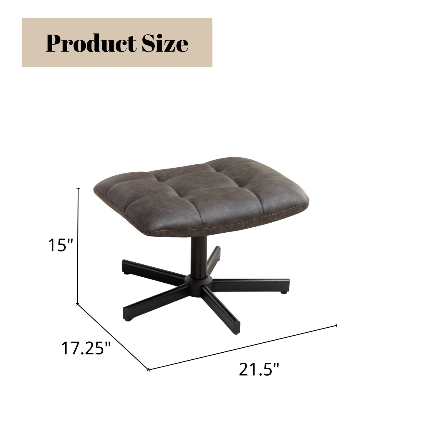 Roundhill Furniture Arlena 2-Piece Seating Set, Faux Leather Tufted Accent Chair and Ottoman