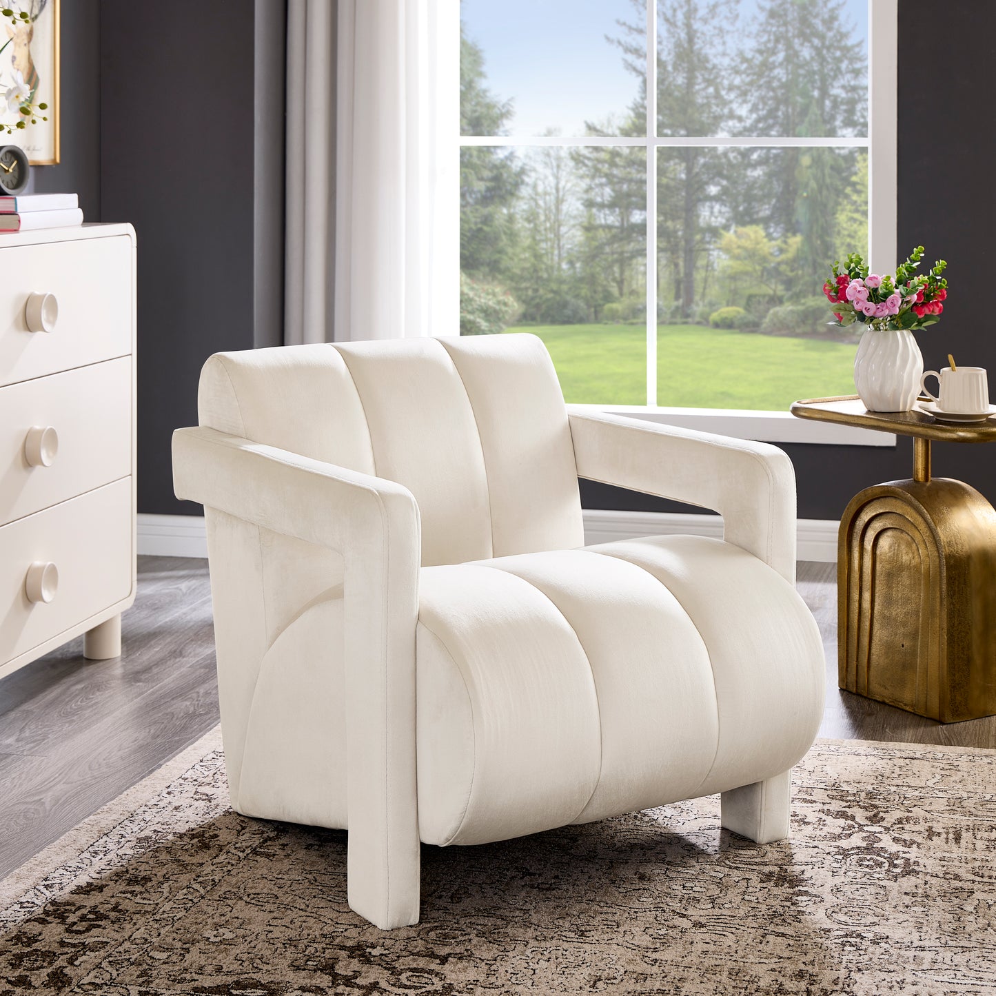 Roundhill Furniture Velmor Contemporary Velvet Accent Armchair