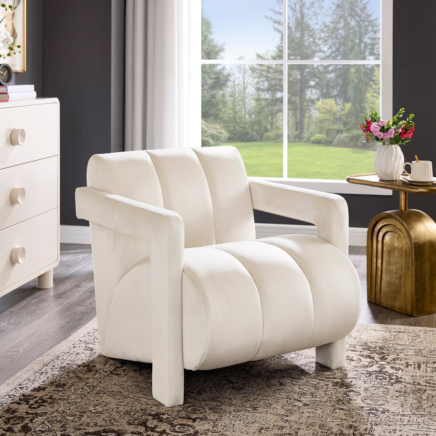 Roundhill Furniture Velmor Contemporary Velvet Accent Armchair