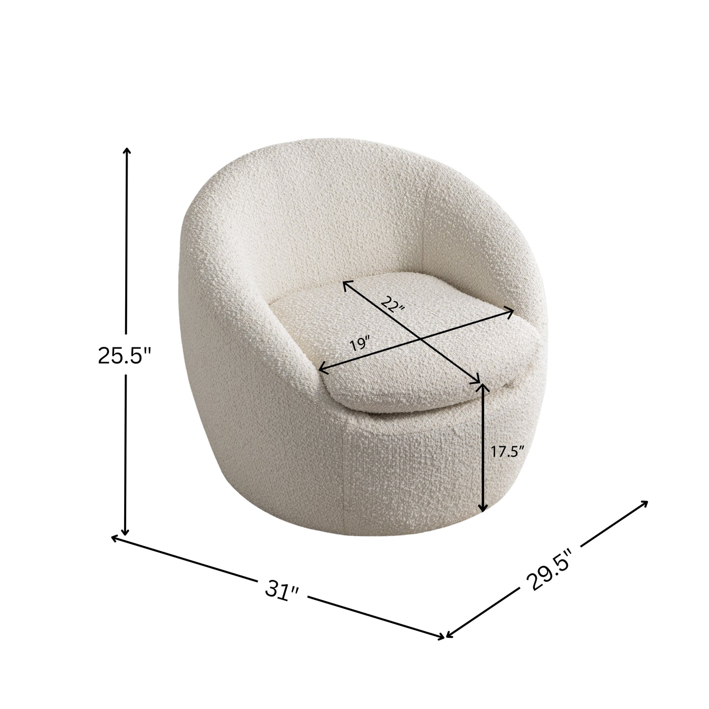 Roundhill Furniture Winnie Modern Barrel Chair, 360 Swivel