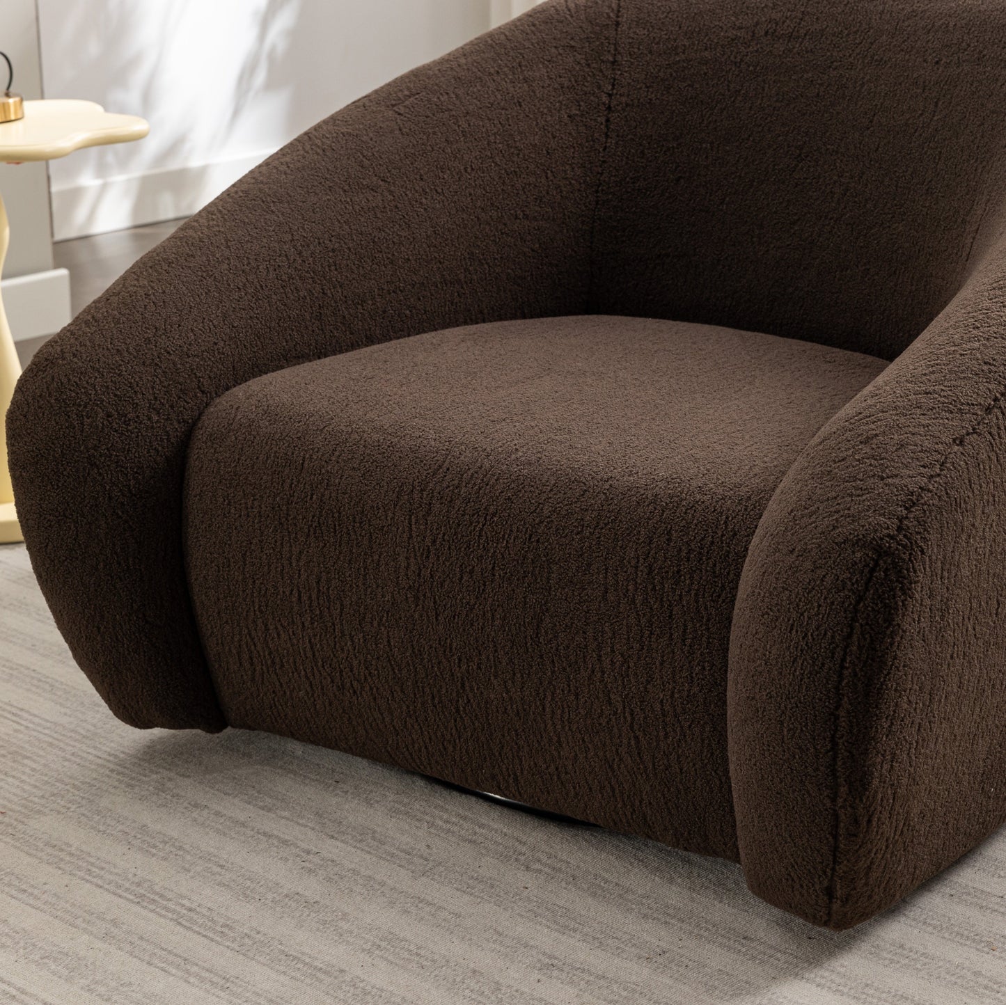 Roundhill Furniture Luzern Modern Boucle Upholstered Accent Chair, 360° Swivel, Chocolate