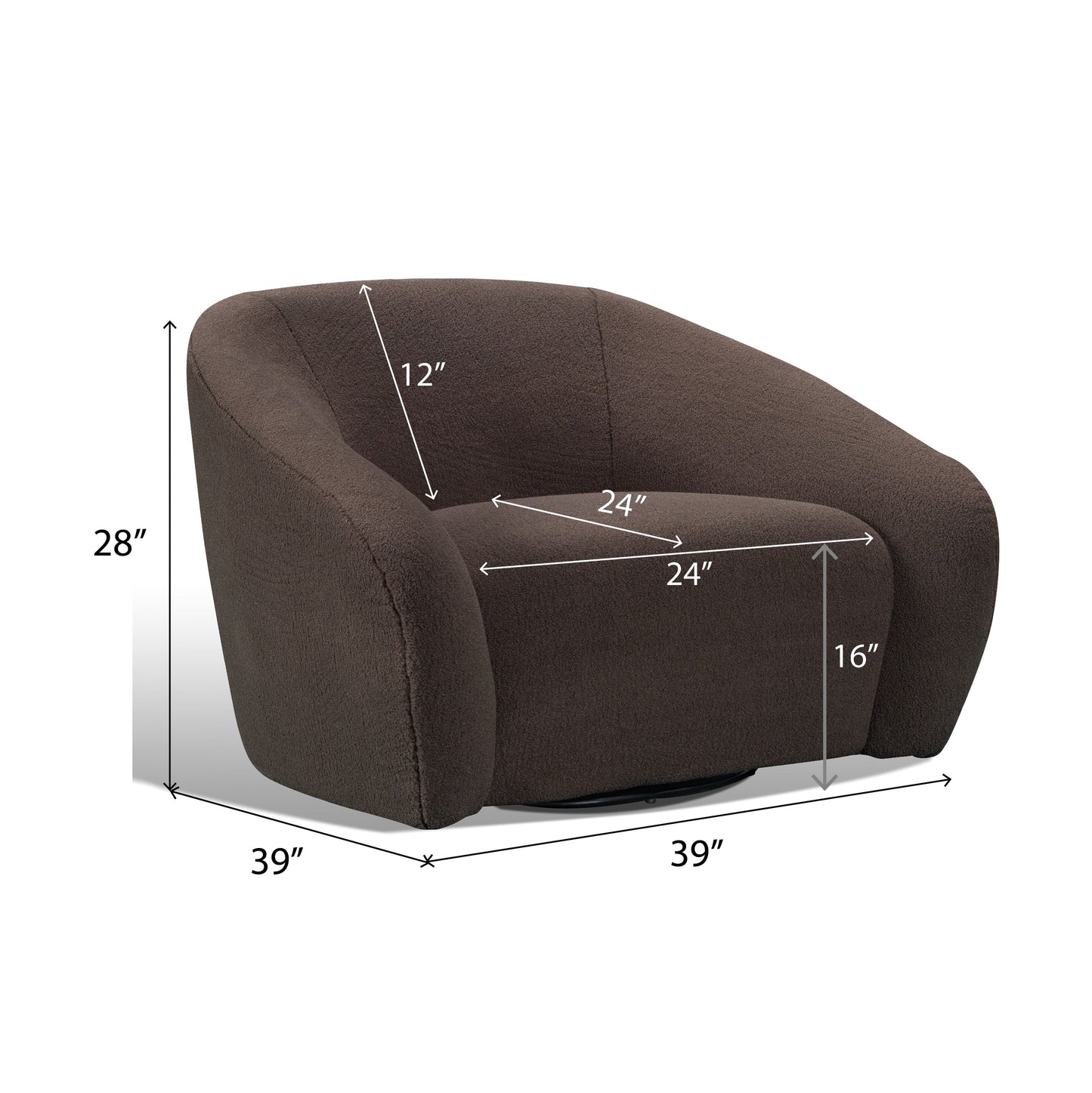 Roundhill Furniture Luzern Modern Boucle Upholstered Accent Chair, 360° Swivel, Chocolate