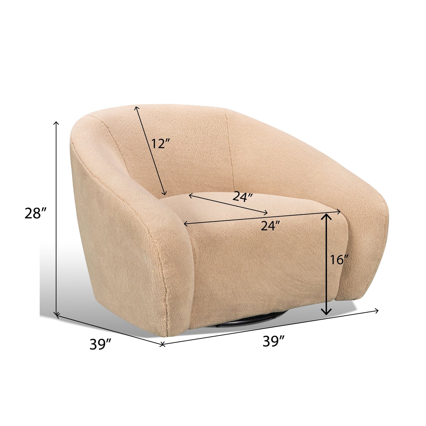 Roundhill Furniture Luzern Modern Boucle Upholstered Accent Chair, 360° Swivel, Chocolate