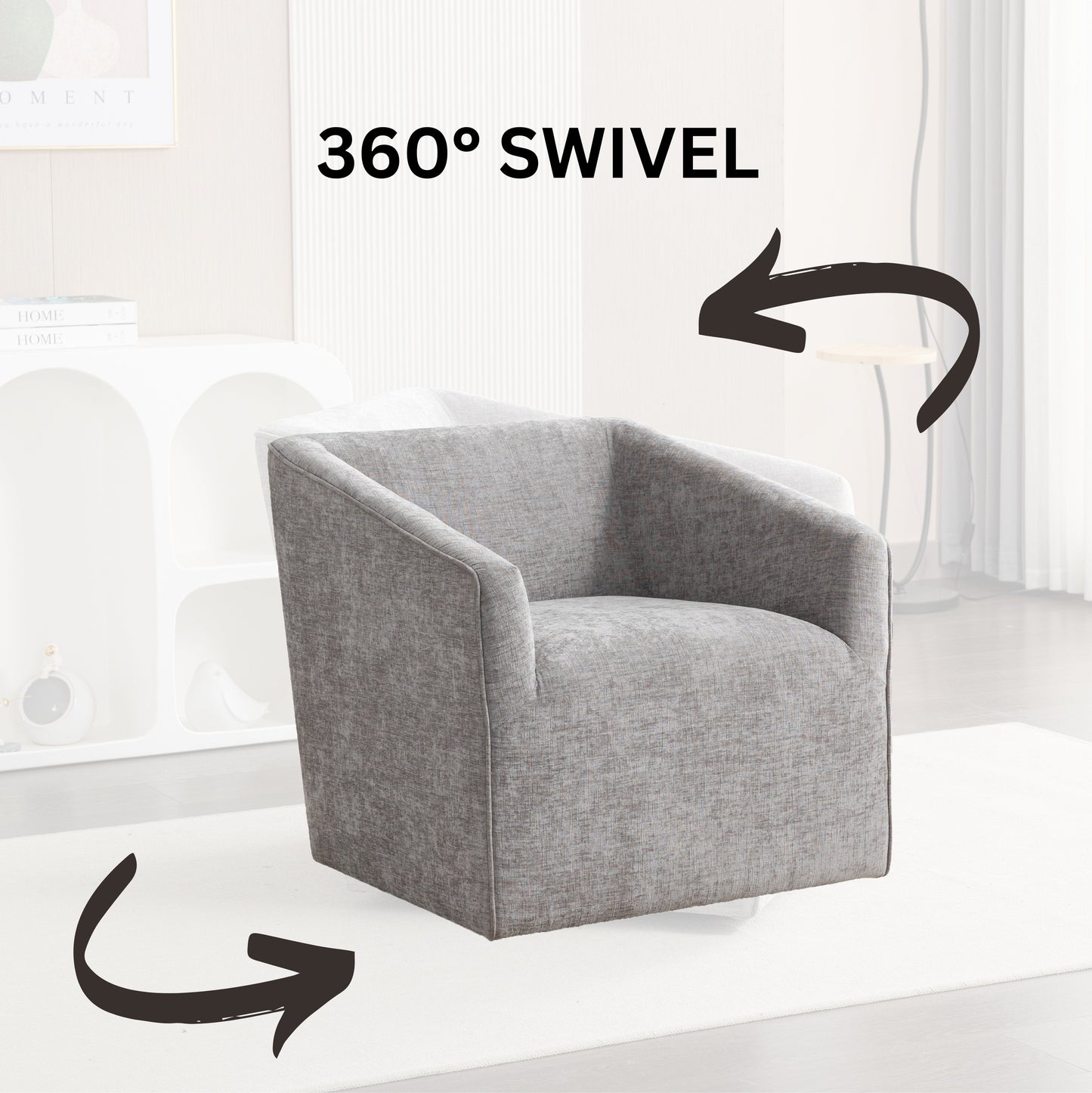 Roundhill Furniture Nice Modern Upholstered 360 Swivel Barrel Armchair