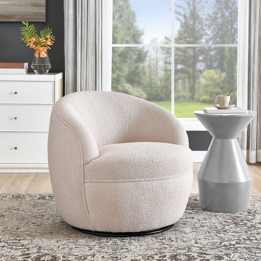 Roundhill Furniture Galleria 360 Swivel Faux Shearling Barrel Chair