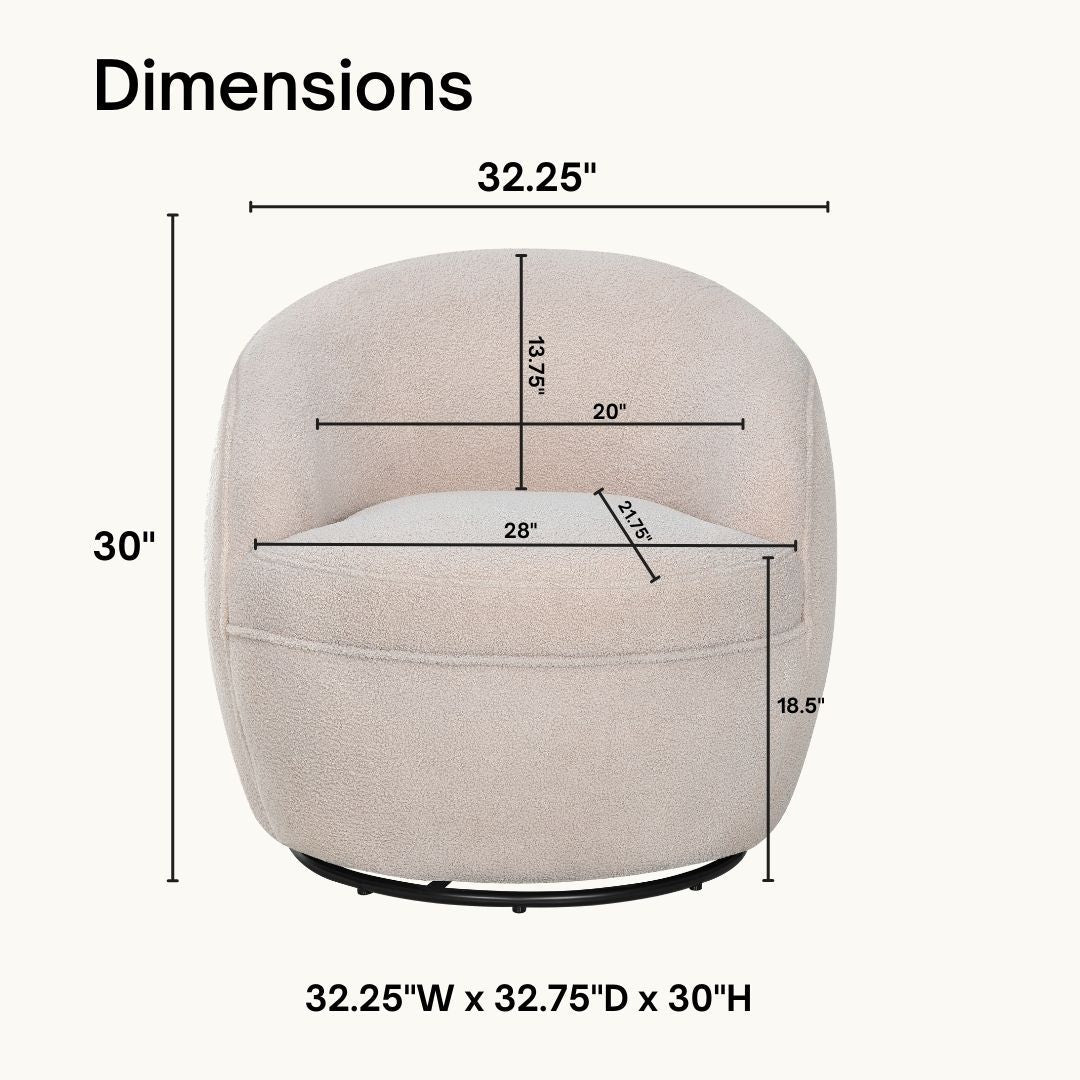 Roundhill Furniture Galleria 360 Swivel Faux Shearling Barrel Chair