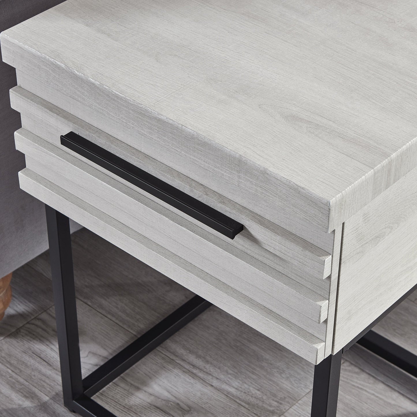 Arles 3-Piece Upholstered Bedroom Set, Wingback Platform Bed with Two Nightstands