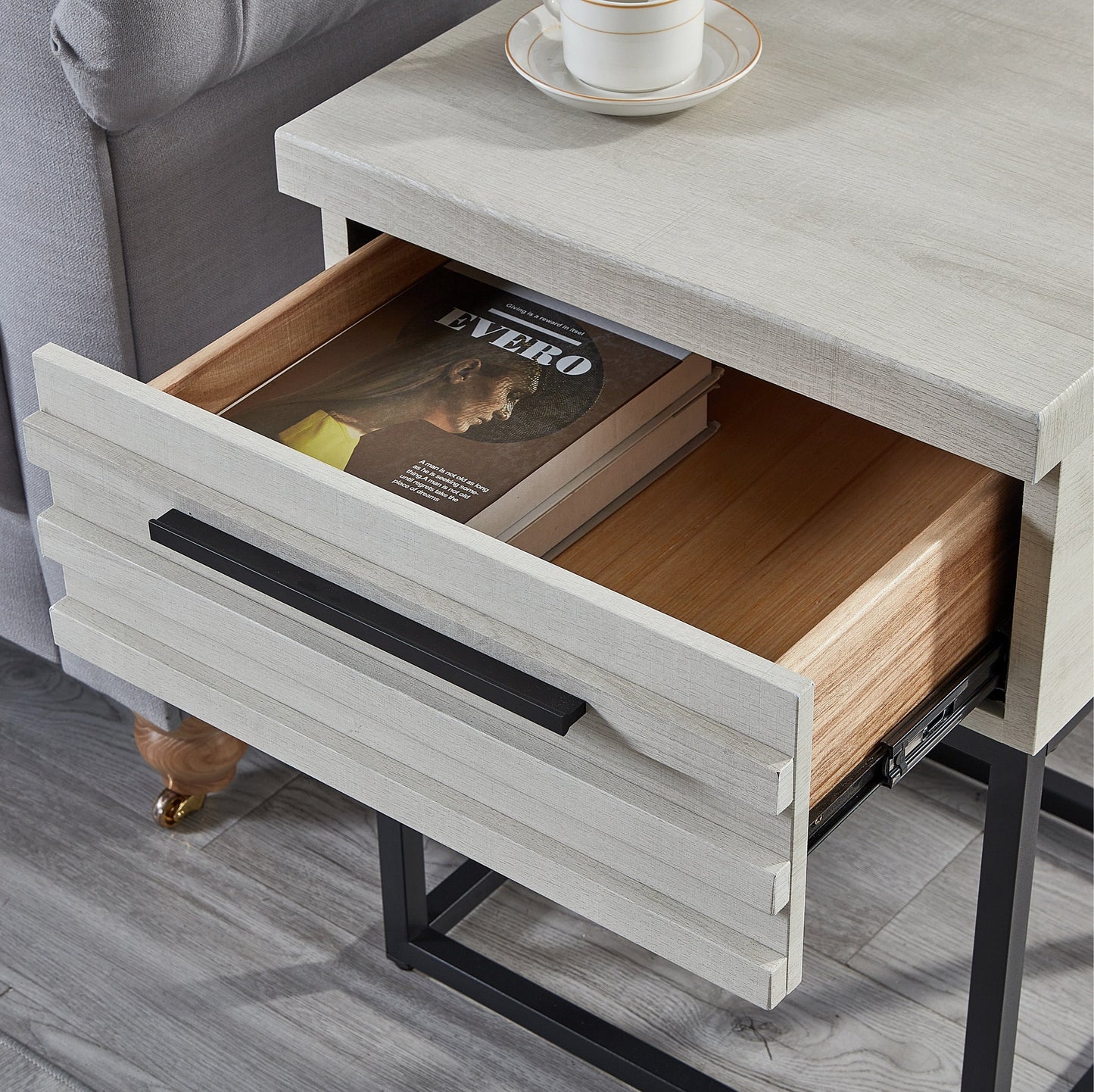 Arles 3-Piece Upholstered Bedroom Set, Wingback Platform Bed with Two Nightstands