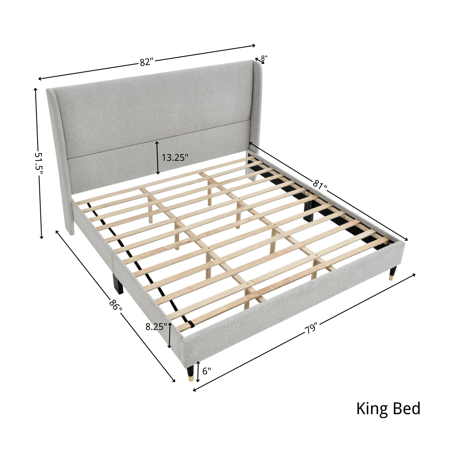 Roundhill Furniture Rozitta Upholstered Wingback Platform Bed