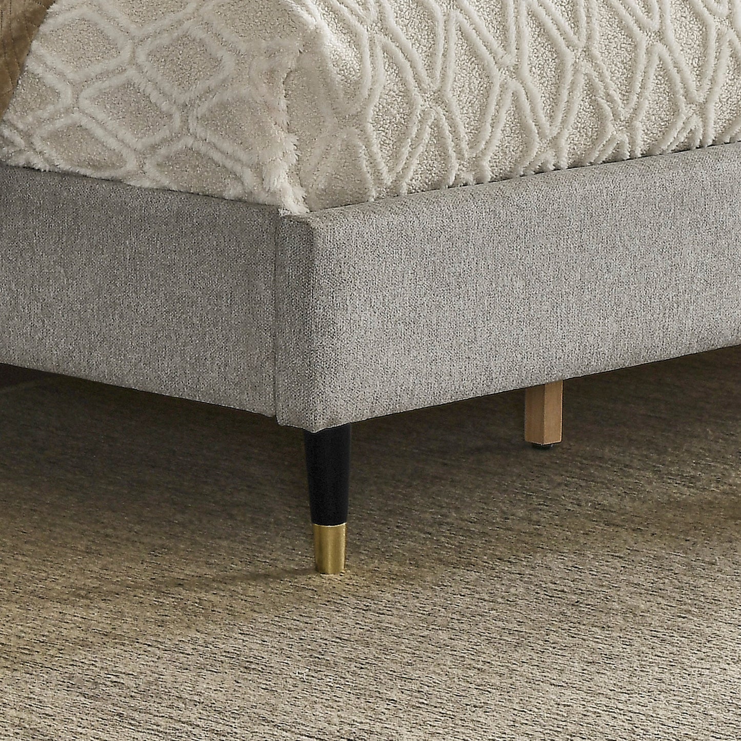 Arles 3-Piece Upholstered Bedroom Set, Wingback Platform Bed with Two Nightstands