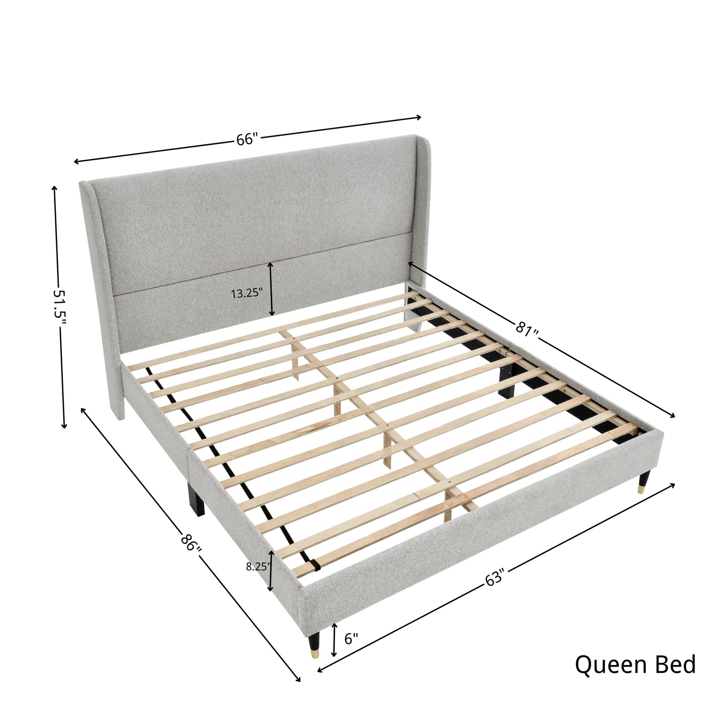 Roundhill Furniture Rozitta Upholstered Wingback Platform Bed