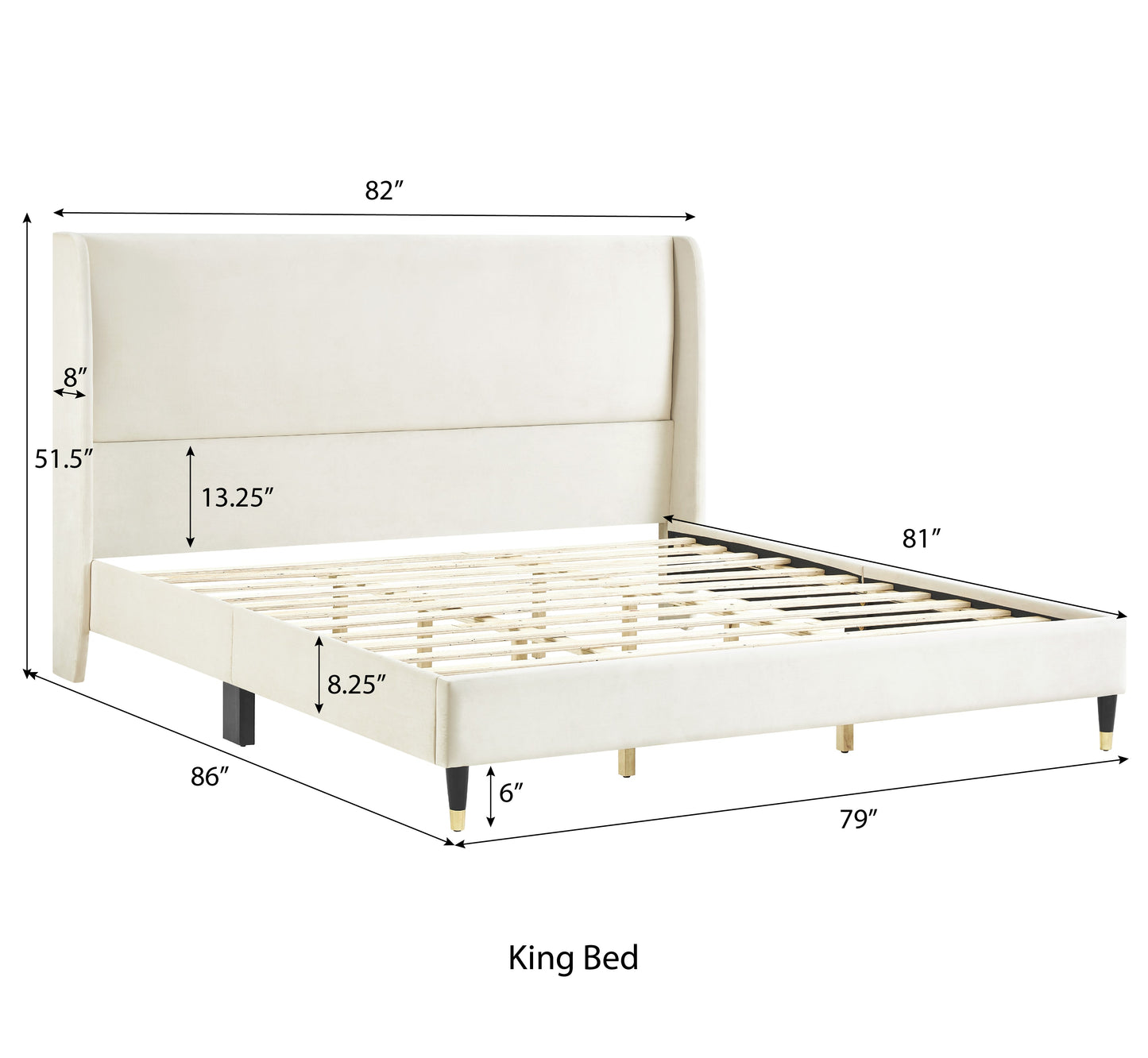 Roundhill Furniture Rozitta Velvet Wingback Platform Bed