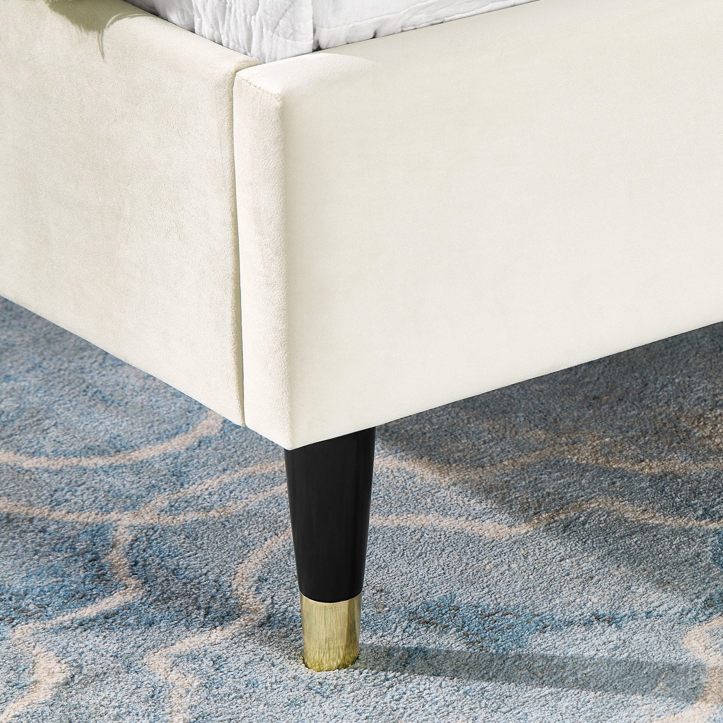 Arles 3-Piece Upholstered Bedroom Set, Wingback Platform Bed with Two Nightstands