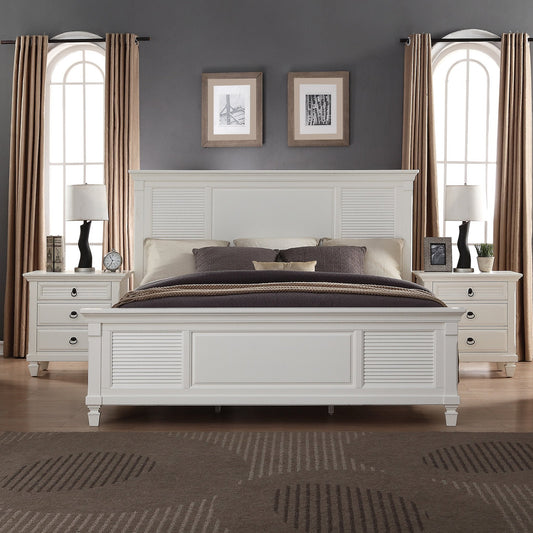 Regitina Contemporary White Wood Panel Bed