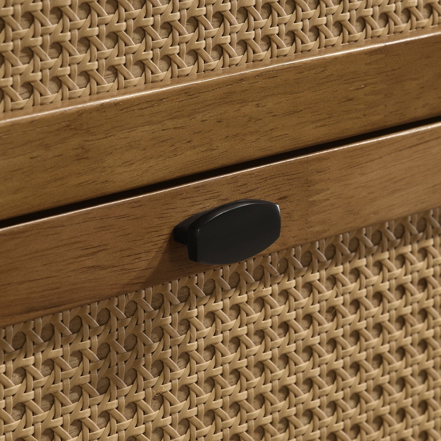 Roundhill Furniture Vichy Rattan Bedroom Collection in Light Walnut