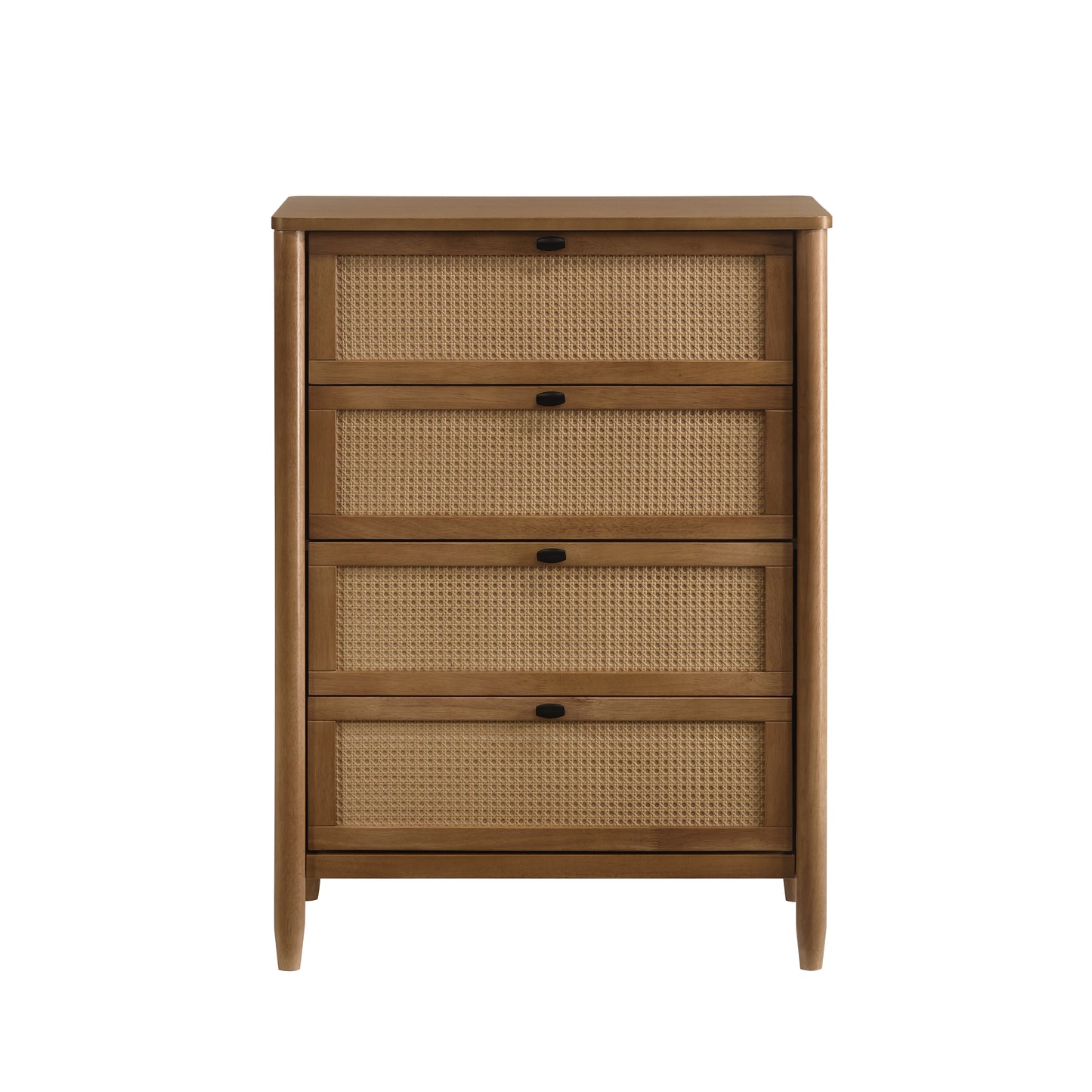 Roundhill Furniture Vichy Wood and Rattan 4-Drawer Chest