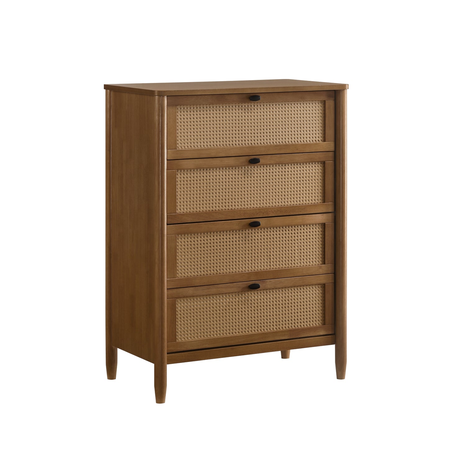 Roundhill Furniture Vichy Wood and Rattan 4-Drawer Chest