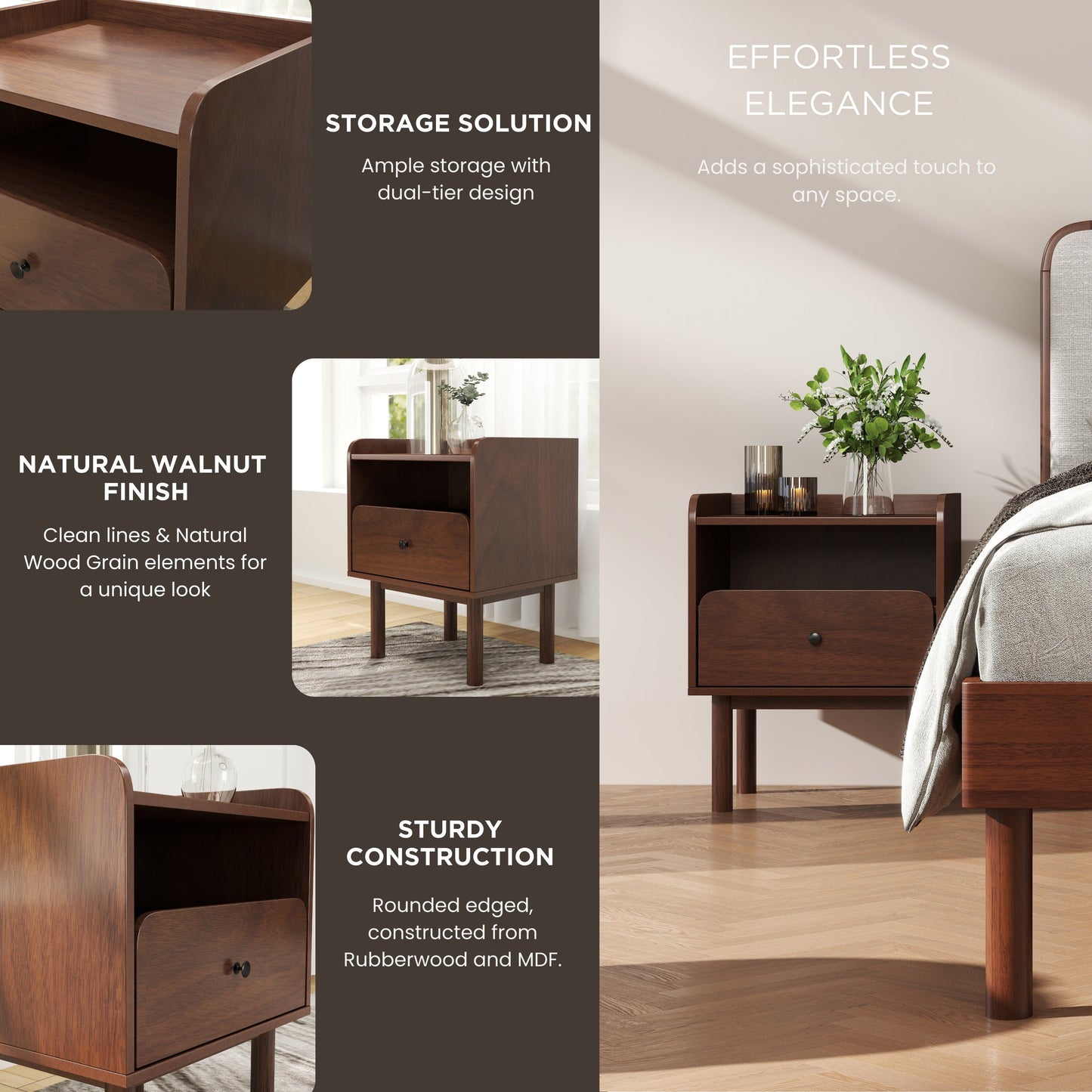 Roundhill Furniture Wyller Bedroom Collection, Natural Walnut Finish