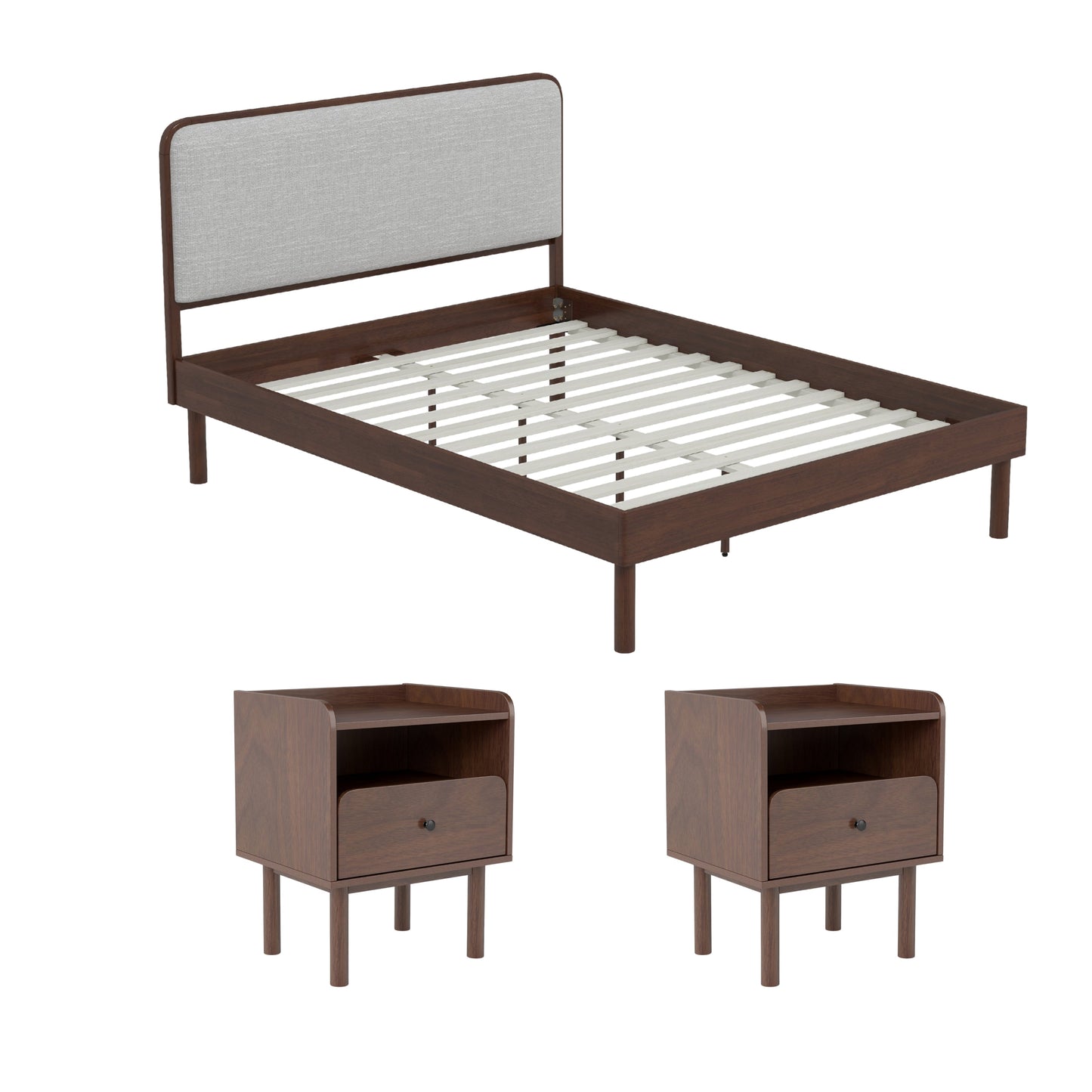 Roundhill Furniture Wyller Bedroom Collection, Natural Walnut Finish