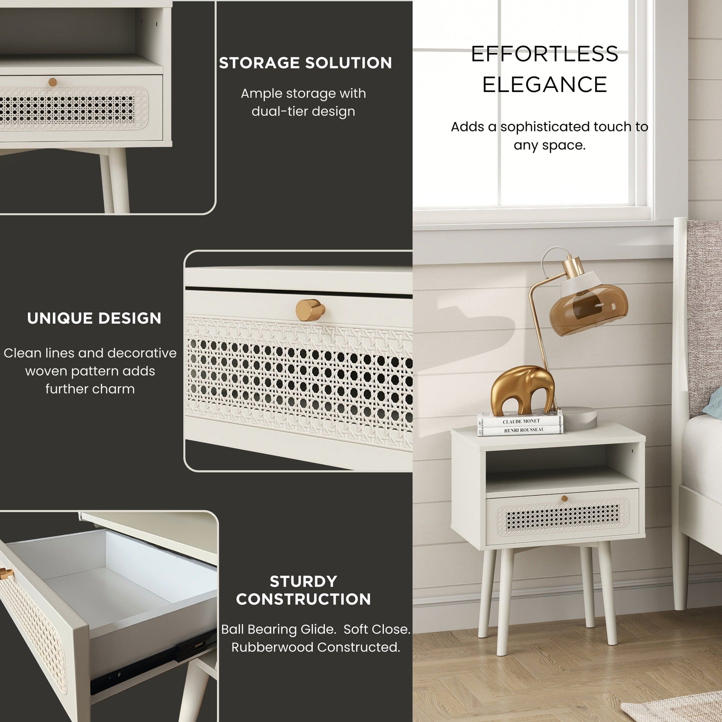 Roundhill Furniture Feeney Bedroom Collection, Cream White, Queen