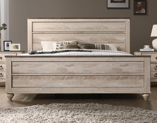 Imerland Contemporary White Wash Finish Panel Bed