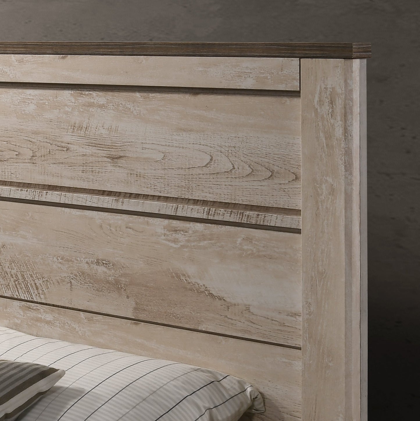 Imerland Contemporary White Wash Finish Panel Bed