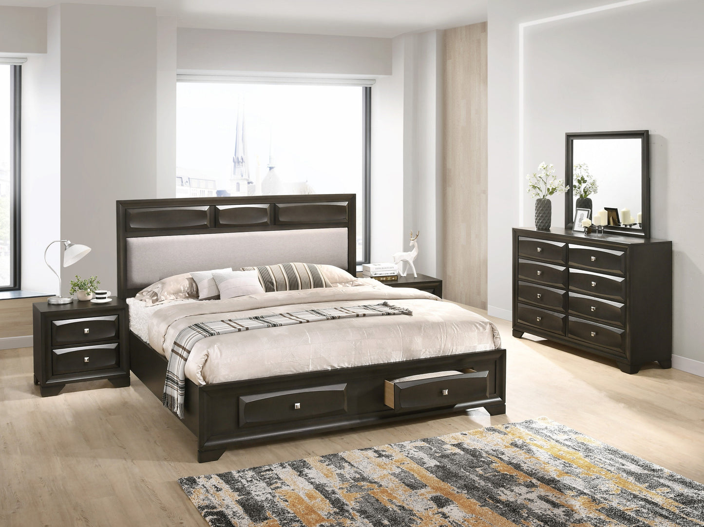 Oakland Antique Gray Finish Wood 6 Drawers Dresser