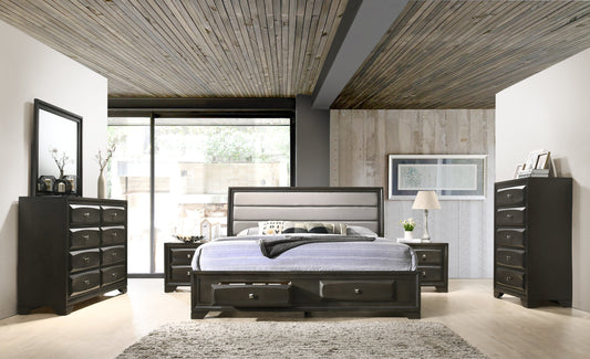 Asger Antique Gray Finish Wood Bedroom Collection