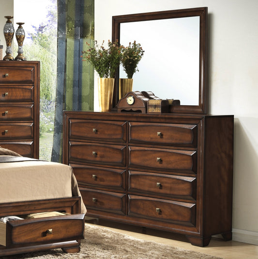 Oakland 139 Antique Oak Finish Wood 8 Drawers Dresser and Mirror