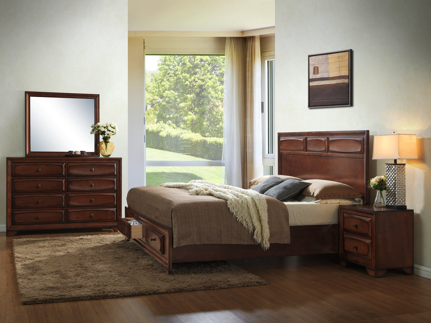 Oakland Antique Oak Finish Wood Bedroom Collection