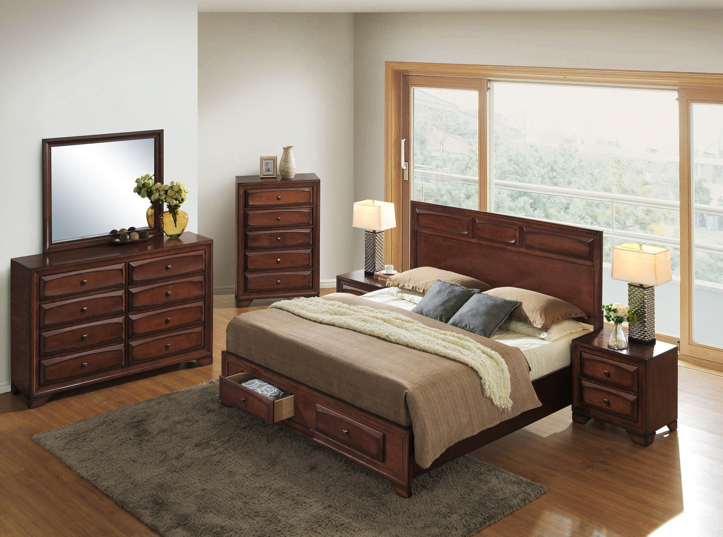 Oakland Antique Oak Finish Wood Bedroom Collection