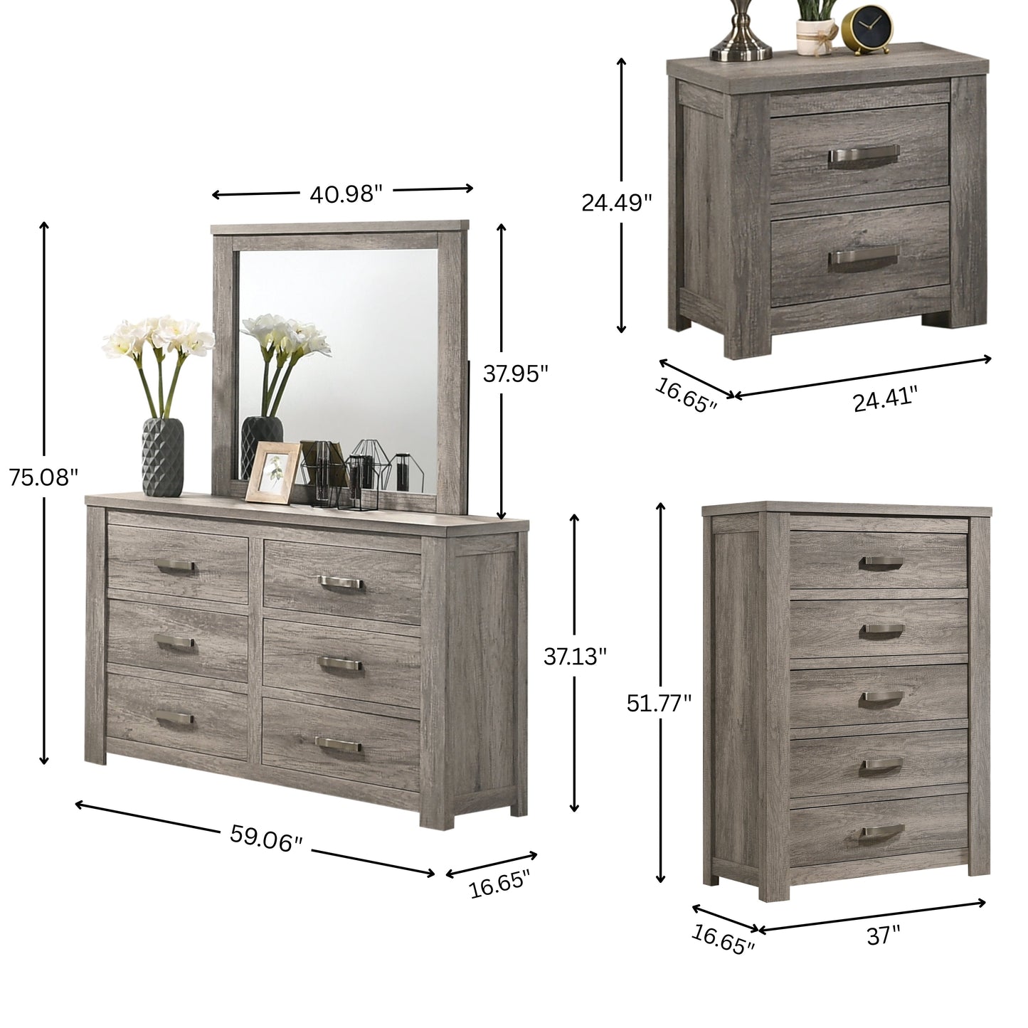 Floren Contemporary Weathered Gray Wood Bedroom Collection